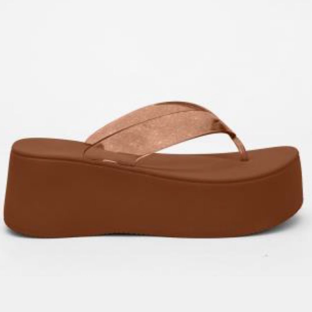 Chinelo Feminino Plataforma Plus II Glitter Brown Petite Jolie PJ7703