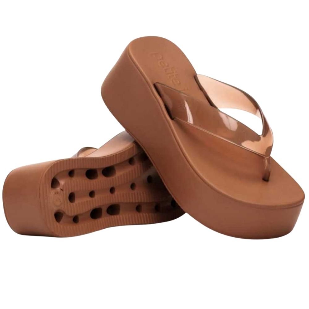 Chinelo Feminino Plataforma Plus II Glitter Brown Petite Jolie PJ7703 Marrom 2