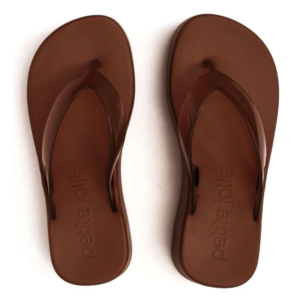 Chinelo Feminino Plataforma Plus II Glitter Brown Petite Jolie PJ7703 Marrom 3