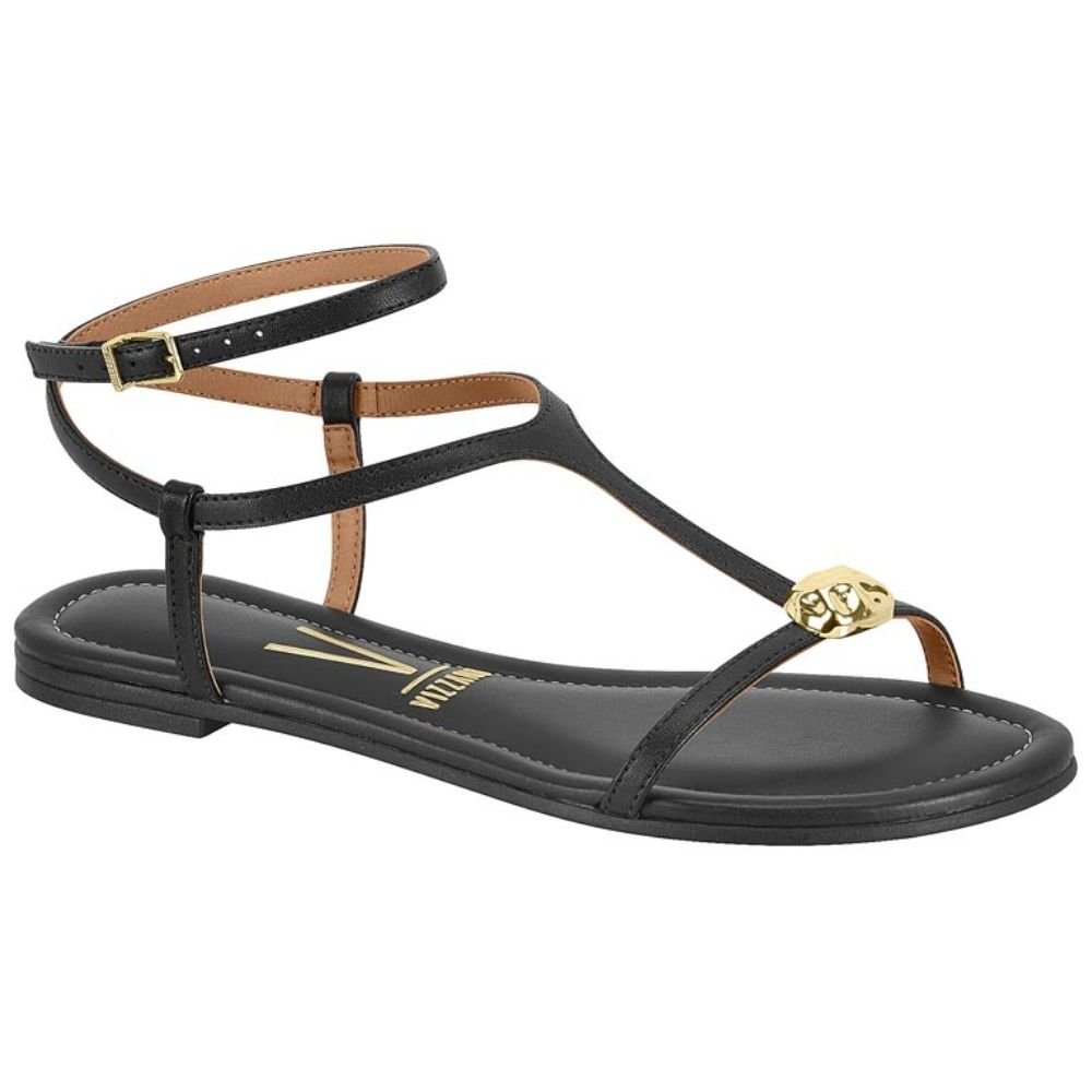 Sandália Rasteira Feminina Pelica Preto Vizzano 6235.1711