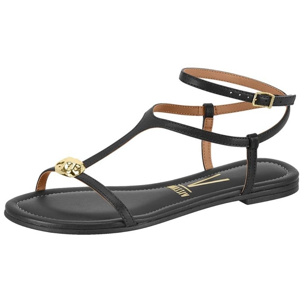 Sandália Rasteira Feminina Pelica Preto Vizzano 6235.1711 Preto 2