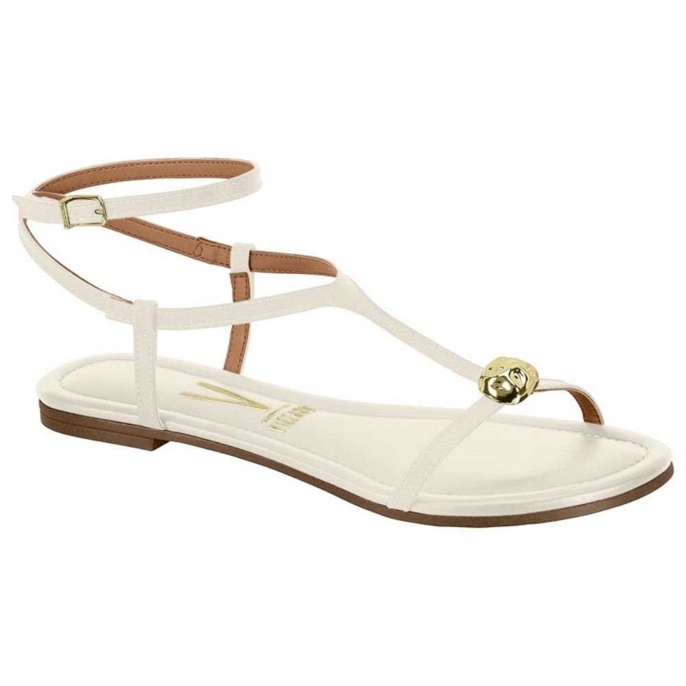 Sandália Rasteira Feminina Pelica Branco Off Vizzano 6235.1711