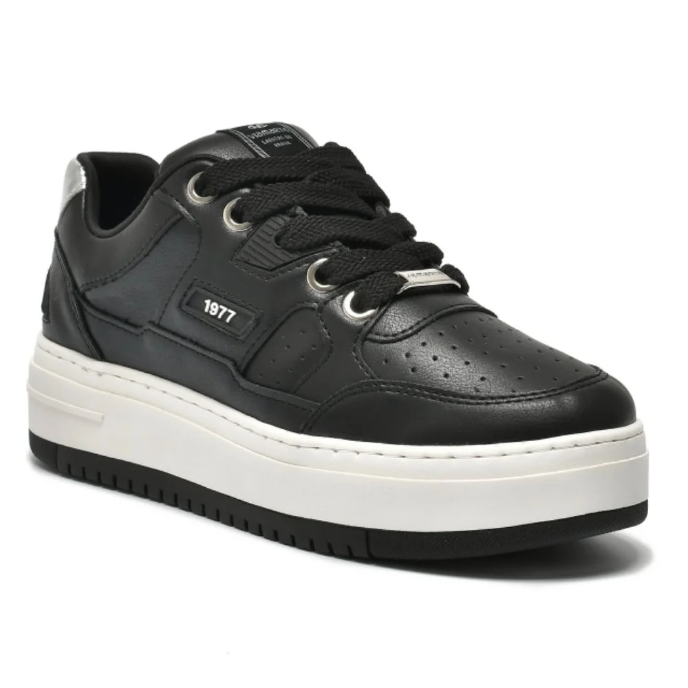 Tênis Casual Feminino Preto Prata Via Marte 306-001-01 Preto 3