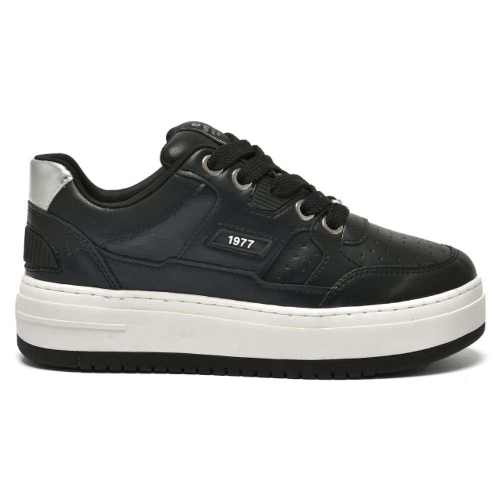 Tênis Casual Feminino Preto Prata Via Marte 306-001-01