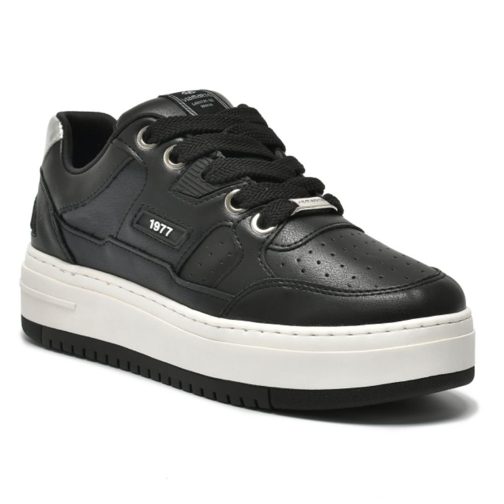 Tênis Casual Feminino Preto Prata Via Marte 306-001-01 Preto 3