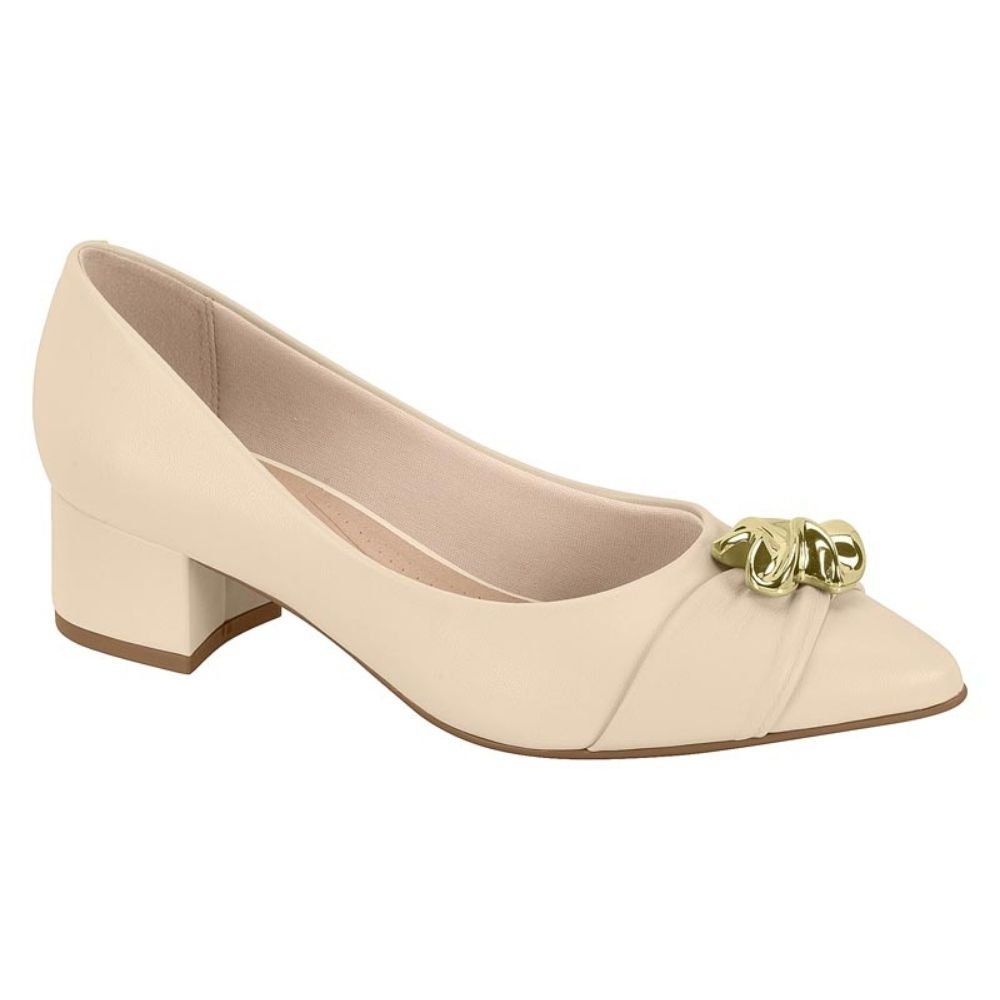 Scarpin Feminino Salto Bloco Creme Beira Rio 4182.232