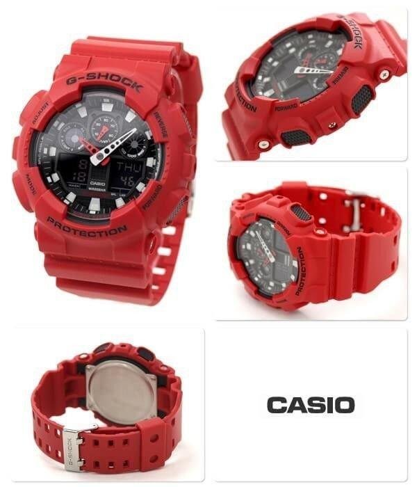 RELÓGIO CASIO MASCULINO G-SHOCK GA-100B-4ADR. Vermelho 2