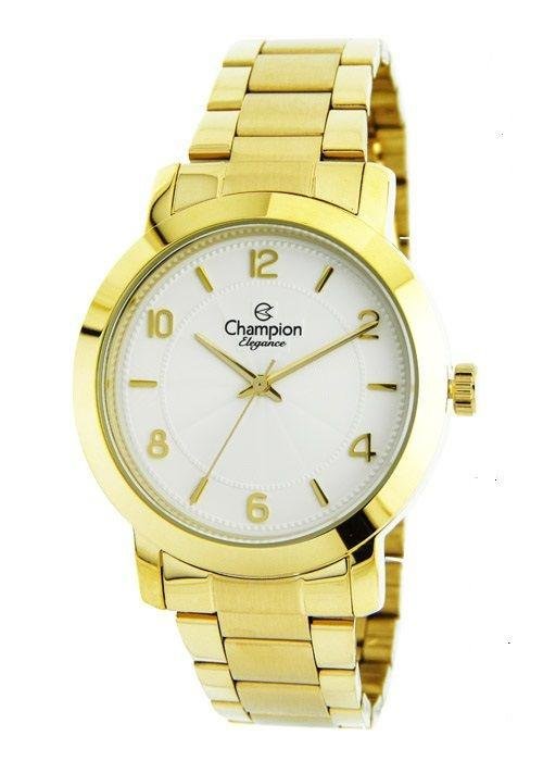 Kit Relógio Champion Elegance Feminino CN25065W - Colar e Brincos Dourado 2