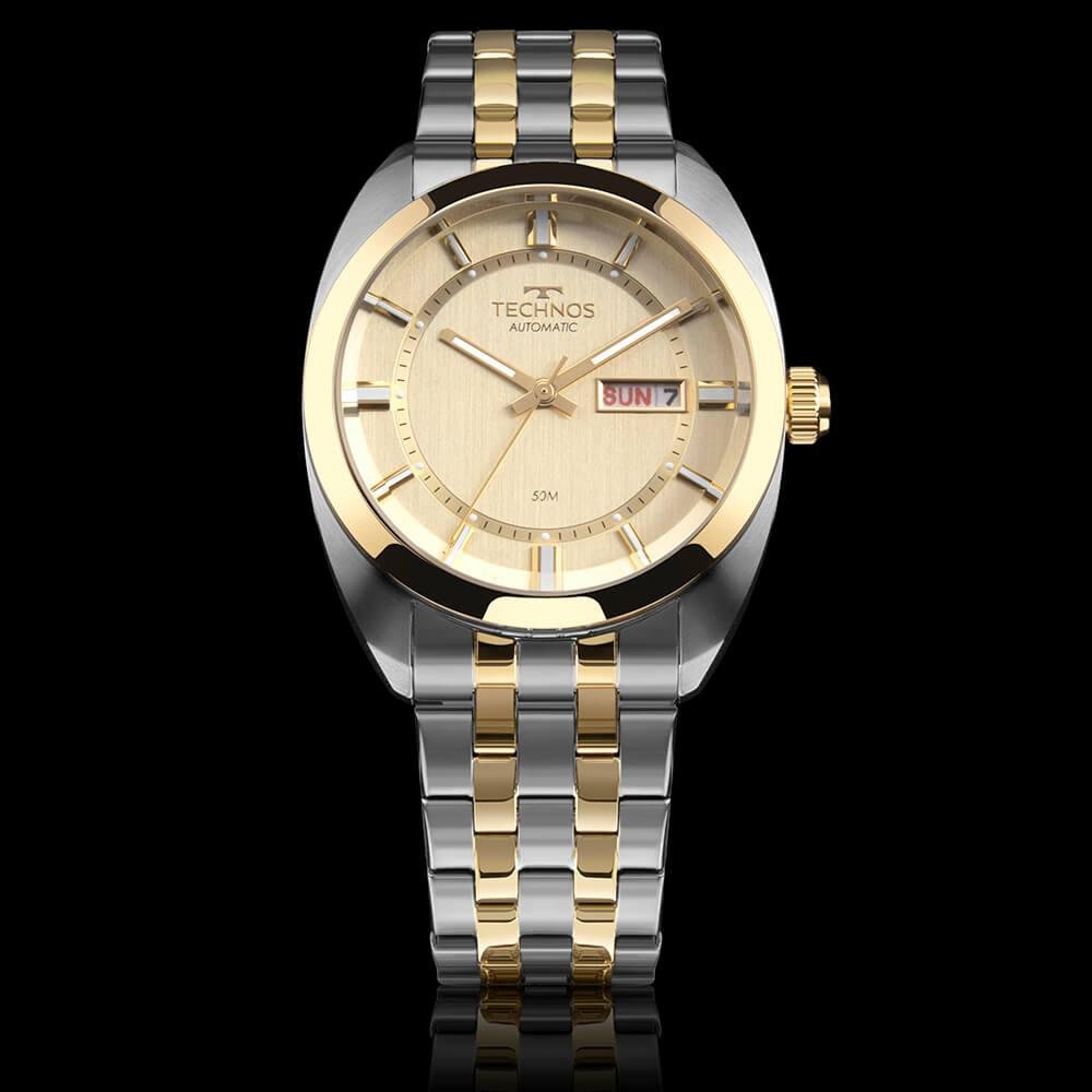 Relógio Technos Masculino Automatico 8205OU/1X Prata/Dourado 4