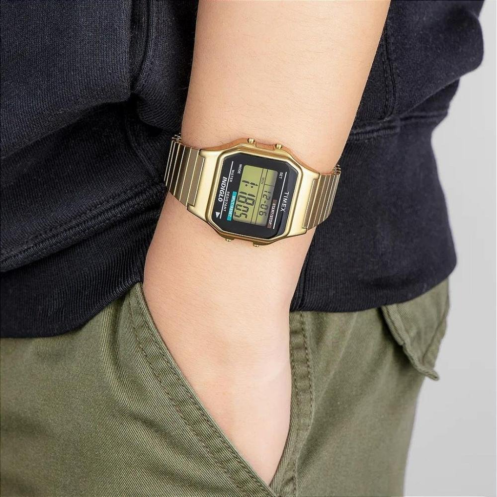 Relógio Timex Digital Quadrado Dourado T78677 Amarelo 4