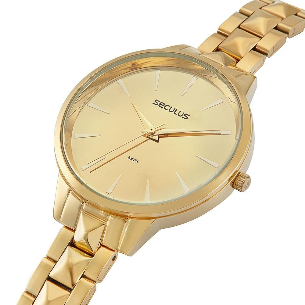 Relógio Feminino Seculus Espelhado Dourado 77168LPSVDS1 Dourado 4