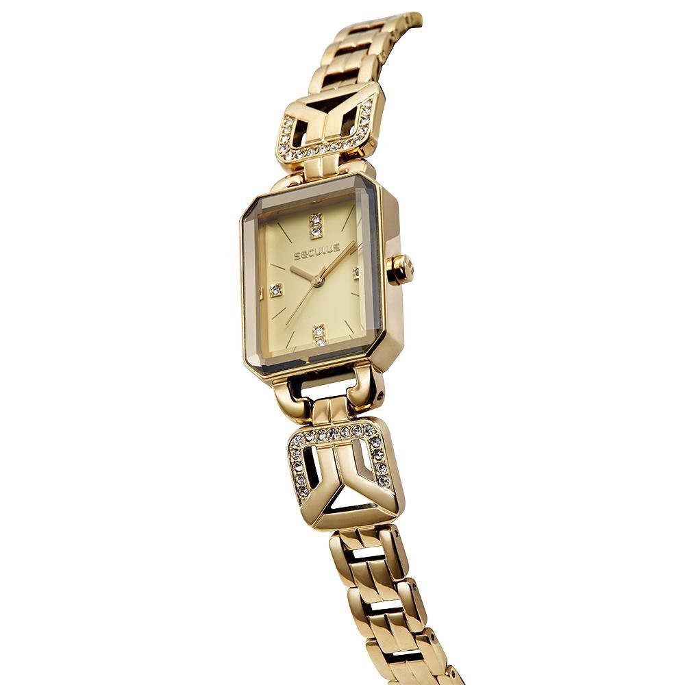 Relógio Feminino Seculus 23736LPSVDB1 Cristais Cravejados Dourado 2