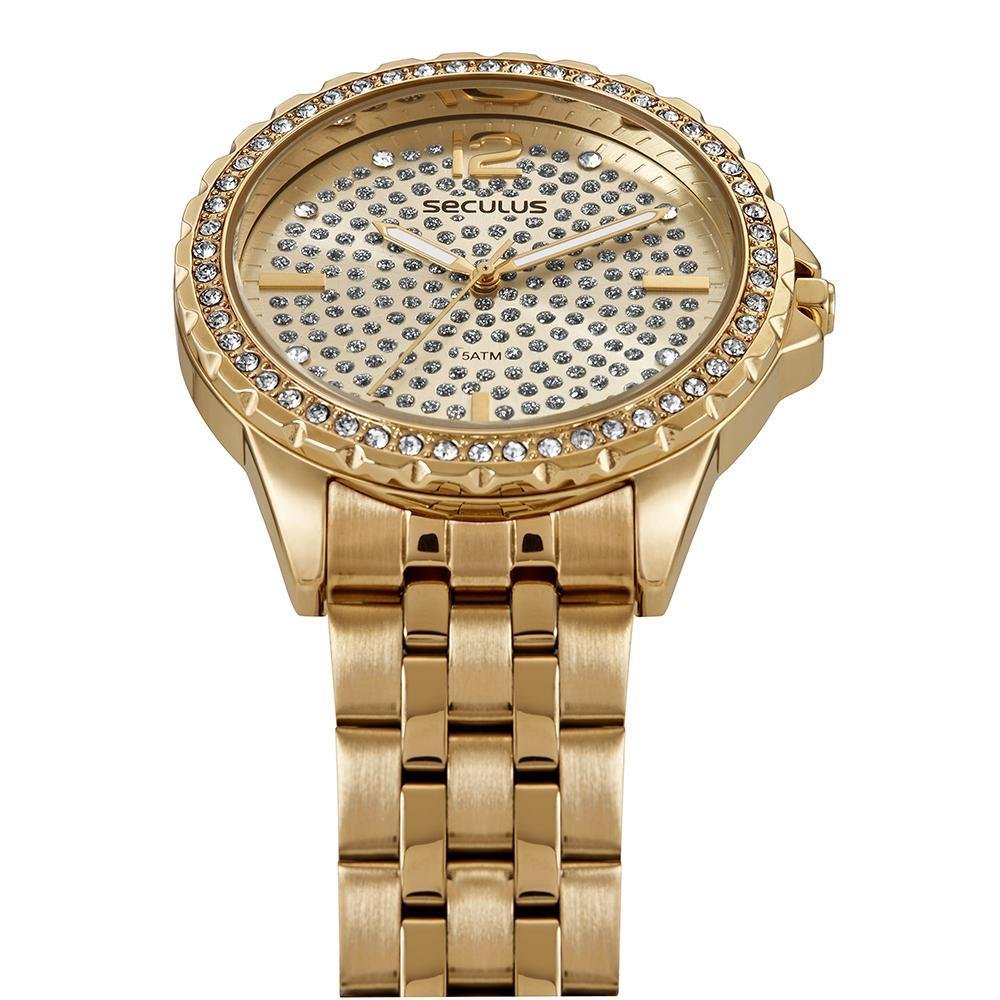 Relógio Feminino Seculus Cristais 44238LPSVDS1 Dourado 4