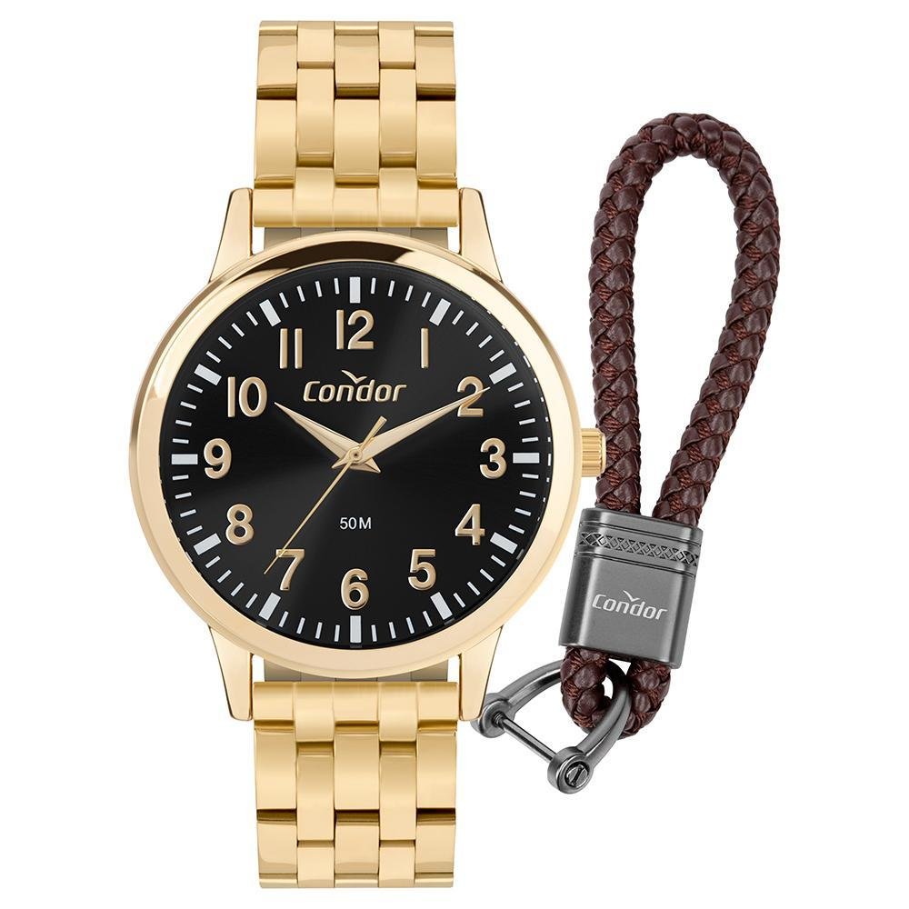 Kit Relógio Condor Masculino Dia A Dia Dourado - CO2035NRL/K4P