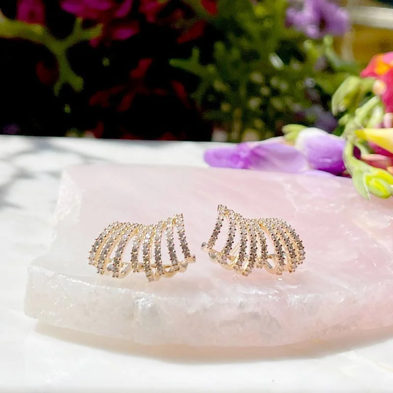 Brinco Ear Cuff Zircônias Semijoia Banho Ouro Dourado 5
