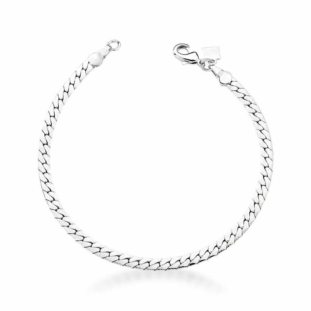 Pulseira Malha Groumet Laminada Semijoia Banho Rodio Prata 1