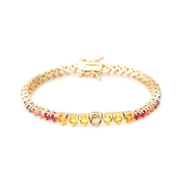 Pulseira Riviera Pedras Candy Color Degrade SemiJoia Dourado 1
