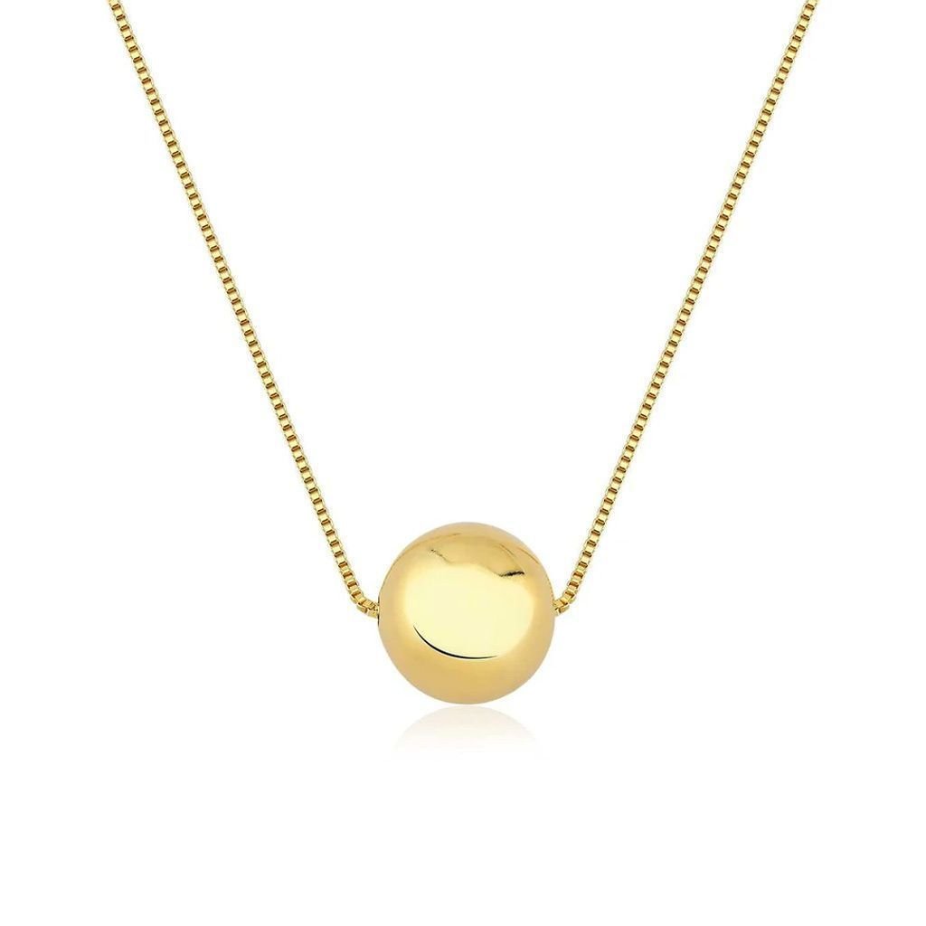 Colar Pingente Bola Dourado Semijoia Banho Ouro Dourado 4