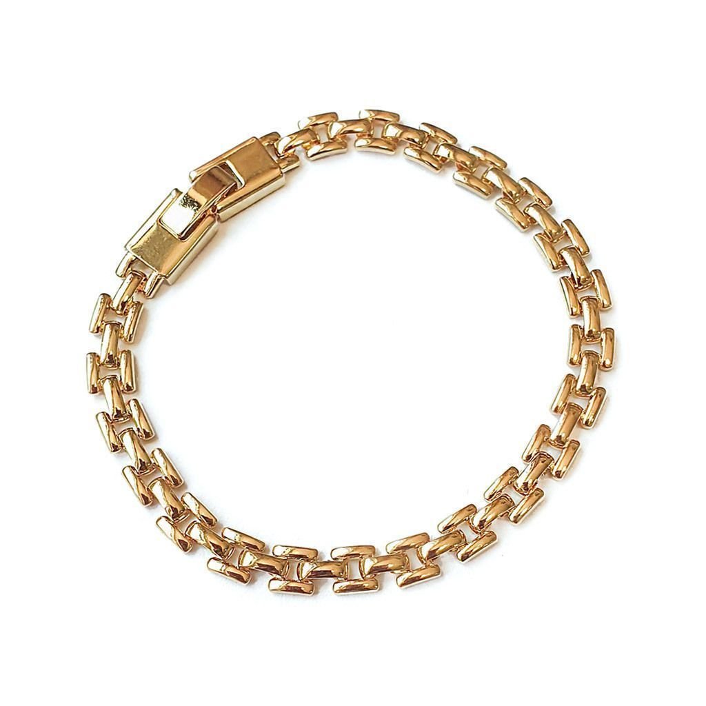 Pulseira Malha Clock Semijoia Banhada a Ouro Dourado 1