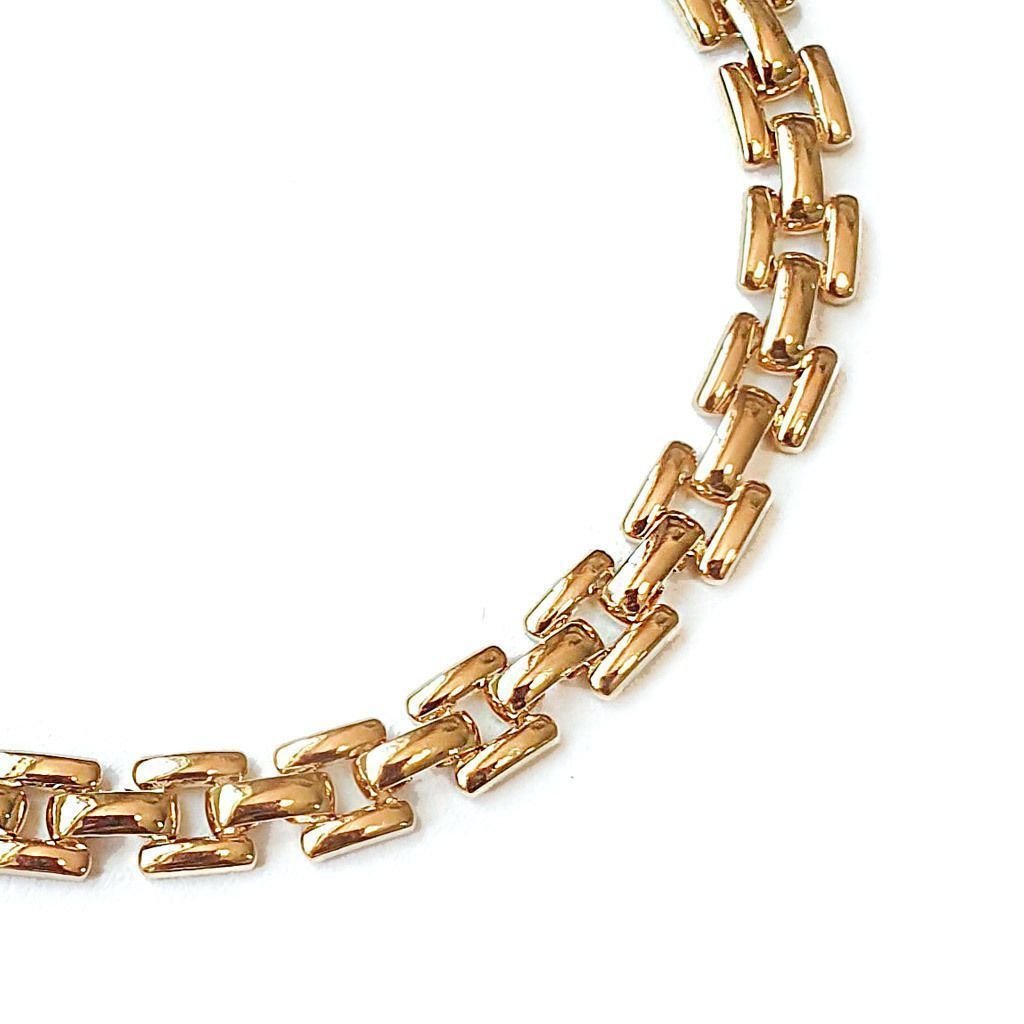 Pulseira Malha Clock Semijoia Banhada a Ouro Dourado 3