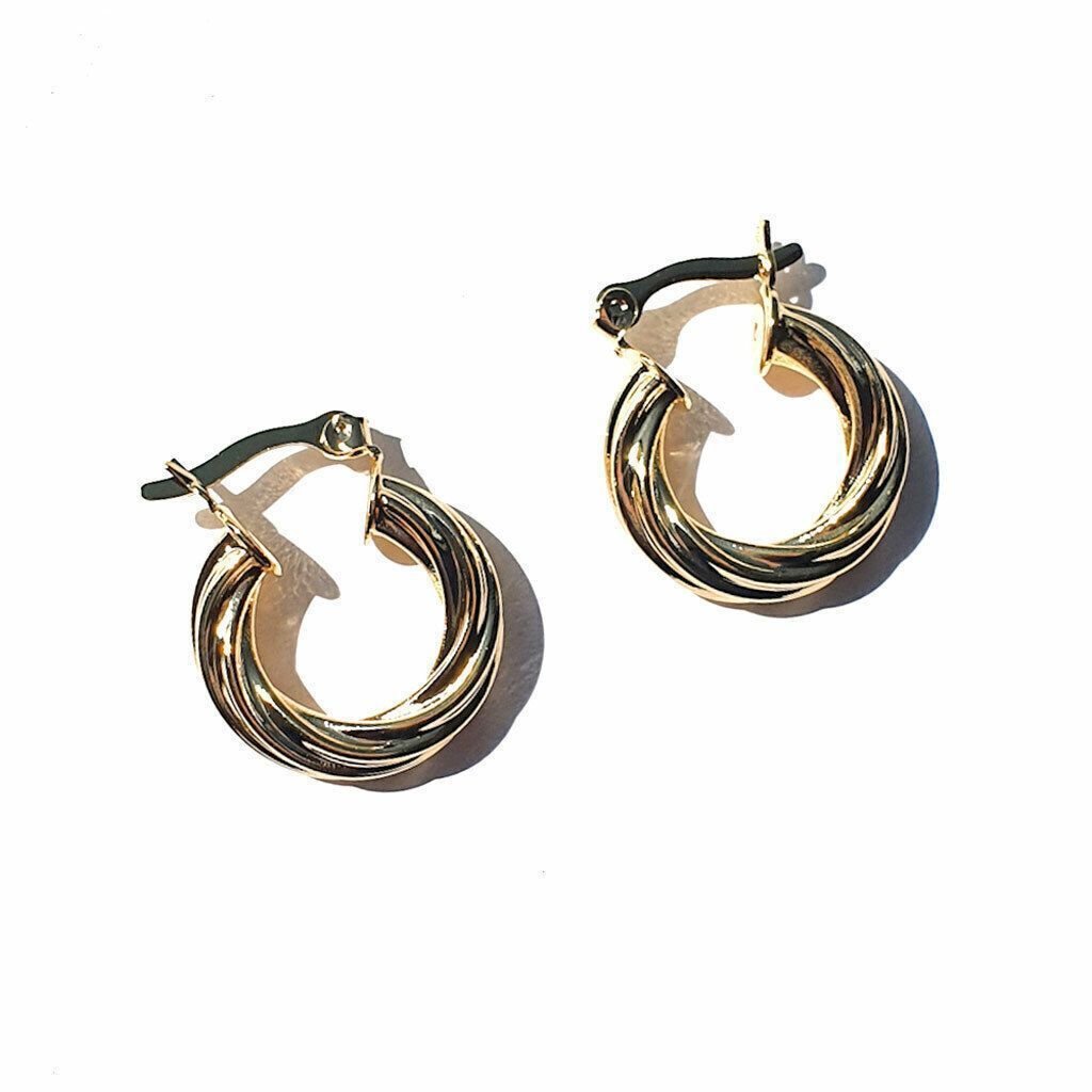 Brinco Argola Torcida Pequena Semijoia Banho Ouro Dourado 3