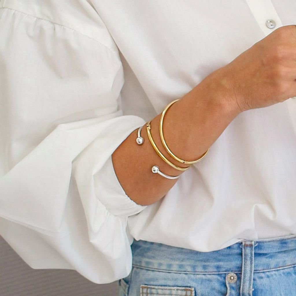 Bracelete Tubo Com Fecho Semijoia Banhada a Ouro Dourado 3