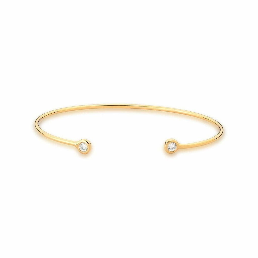 Bracelete Aberto Cristais Semi Joia Delicada Banho Ouro