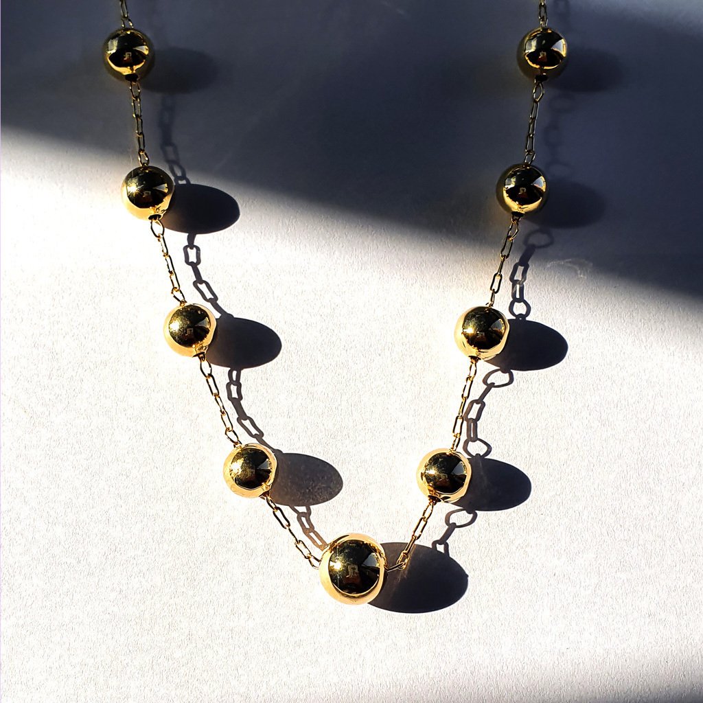 Colar 45 cm Bolas Degrade Semijoia Banho Ouro Dourado 4