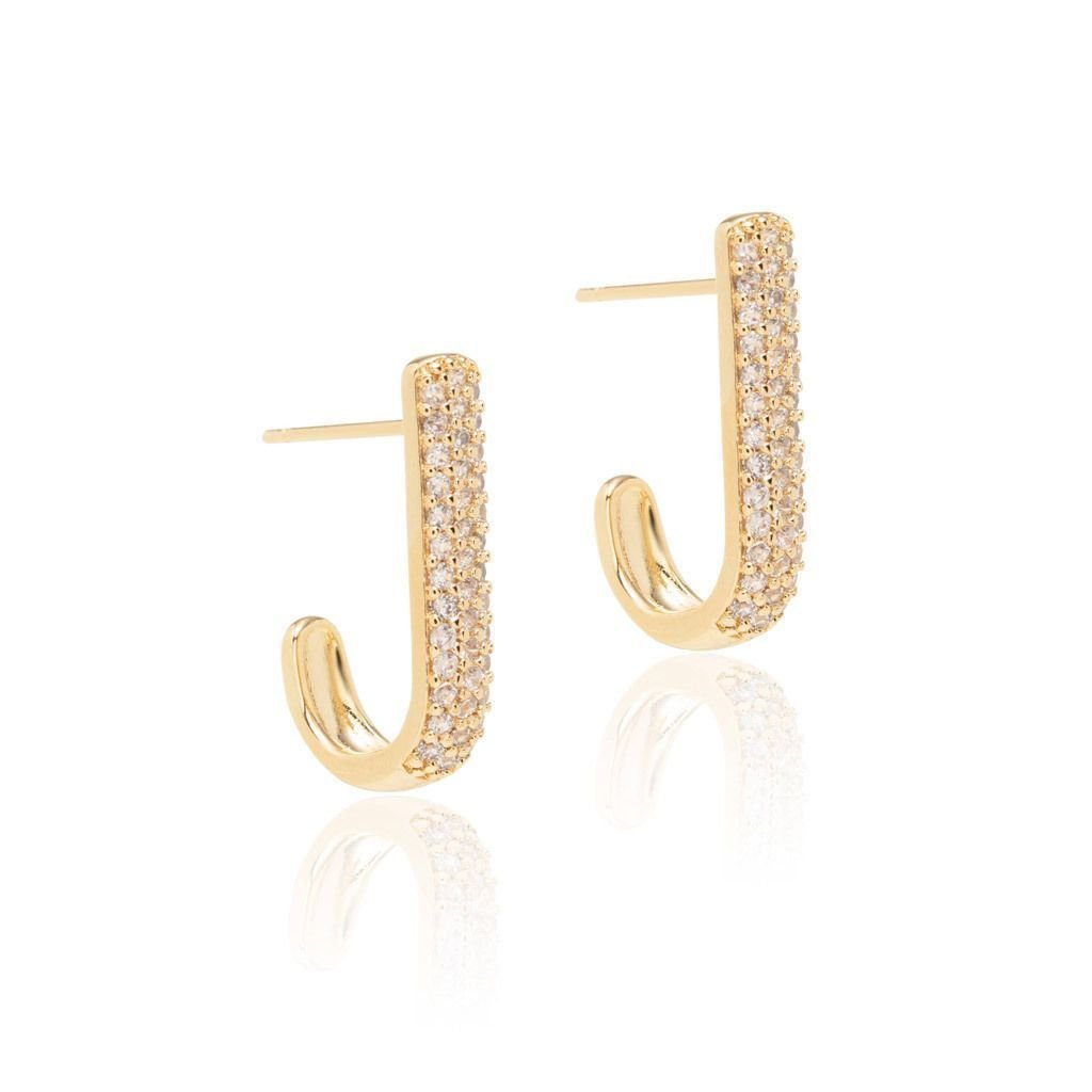 Brinco Ear hook Zircônias Semijoia Banho Ouro