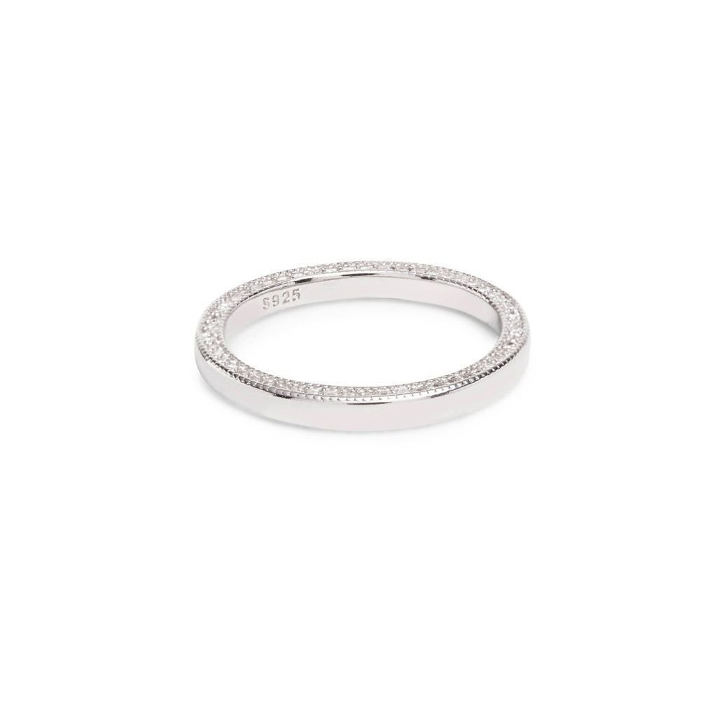 Anel Zircônias Lateral Aro Cravejado Joia Prata 925 Prata 4