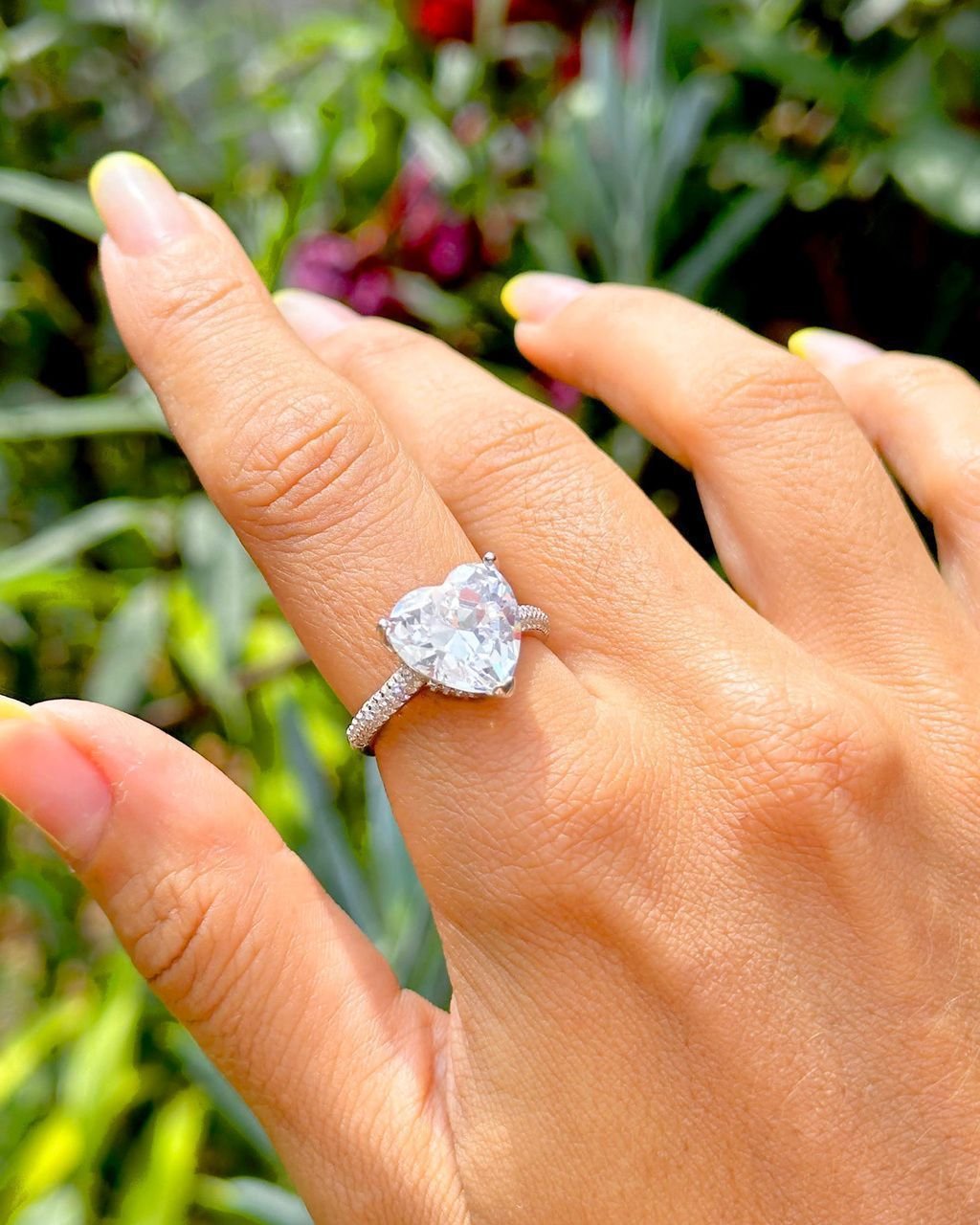 Anel Solitário Zircônia Coração Aro Cravejado Joia Prata 925 Prata 5