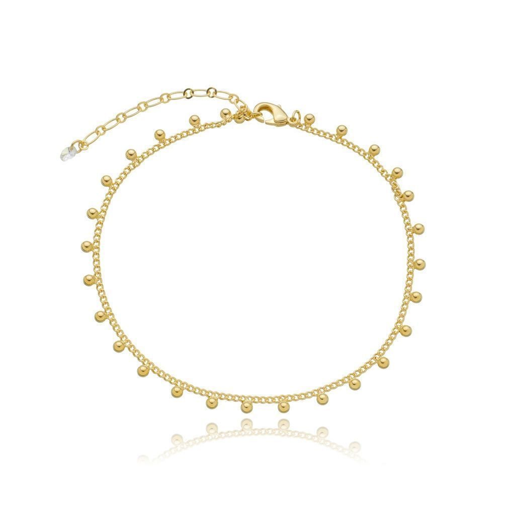 Tornozeleira Corrente Com Bolinhas Semijoia Banhada a Ouro Dourado 1