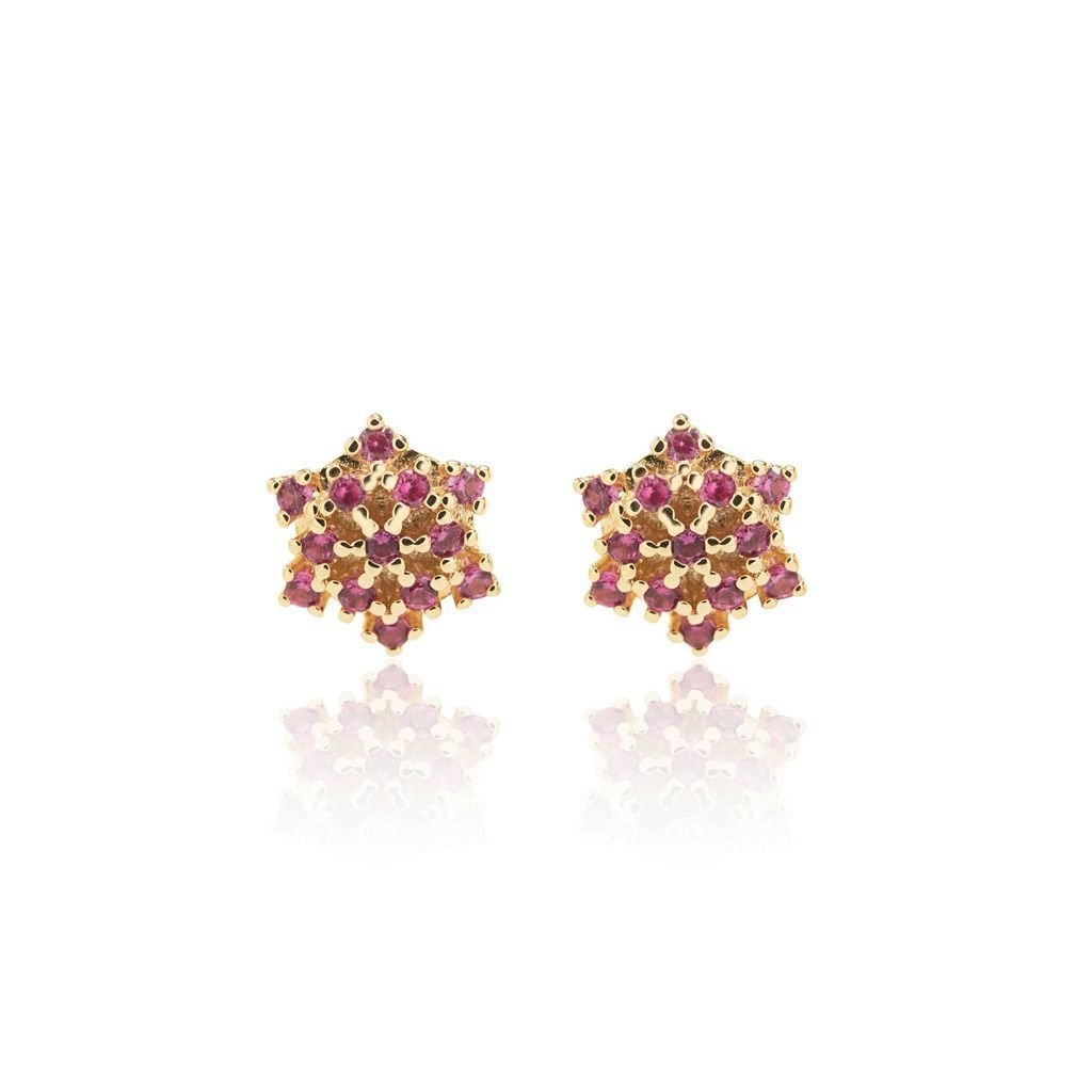 Conjunto Semijoia Colar e Brinco Chuveiro Zircônias Vermelho Vermelho 3