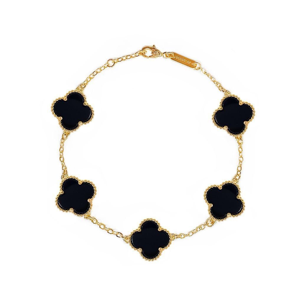 Pulseira Trevos Dupla Face Semijoia Preto Onix