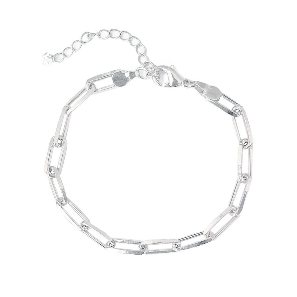 Pulseira Elos Retangulares Semijoia Banho Prata Prata 1