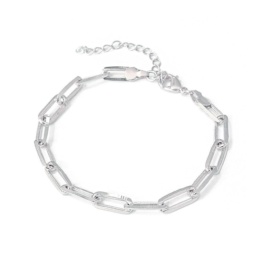 Pulseira Elos Retangulares Semijoia Banho Prata Prata 3
