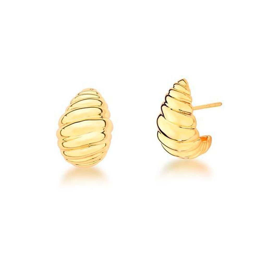Brinco Meia Argola Croissant Semijoia Banho Ouro Dourado 1