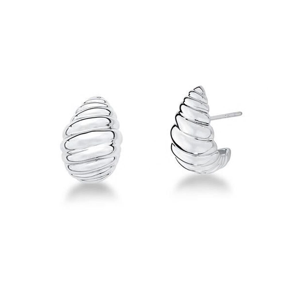 Brinco Meia Argola Croissant Semijoia Banho Rodio Prata 1