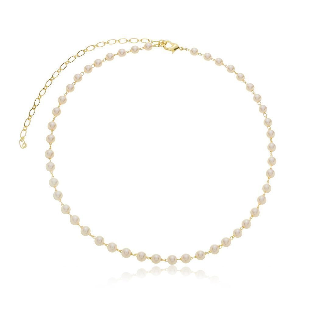 Colar Choker Pérolas Redondas Semijoia Banho Ouro Dourado 1