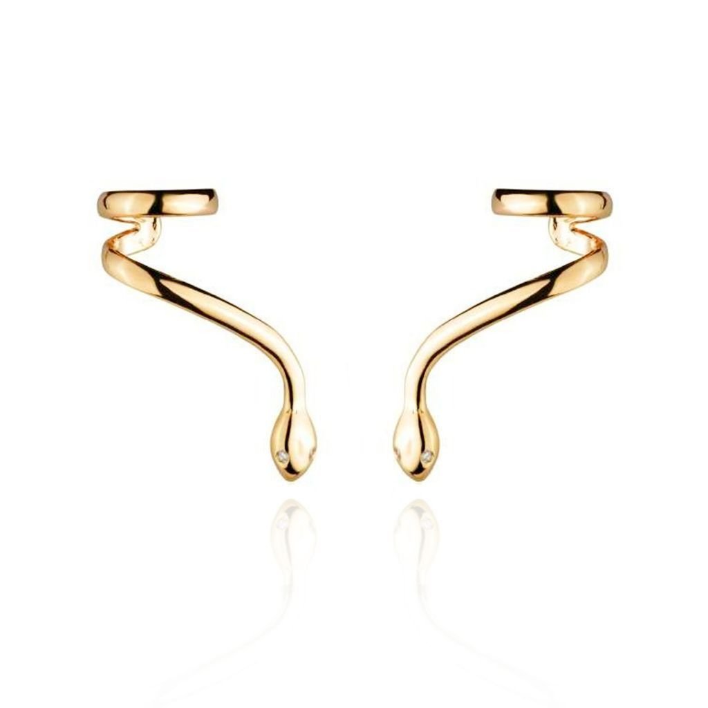 Brinco Ear Climber Serpente Semijoia Banhada Dourado 1