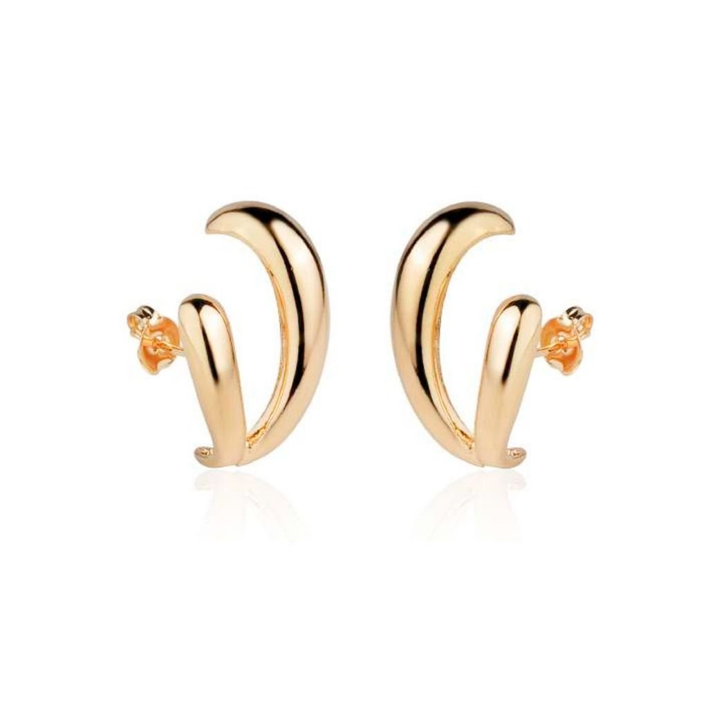 Brinco Duplo Ear Hook Gota Semijoia Banhada Dourado 1