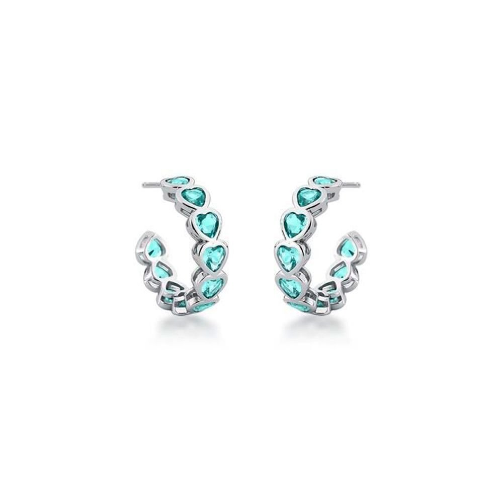 Brinco Argola 2,2 Cm Zircônias Coração Semijoia Banhada Prata 2