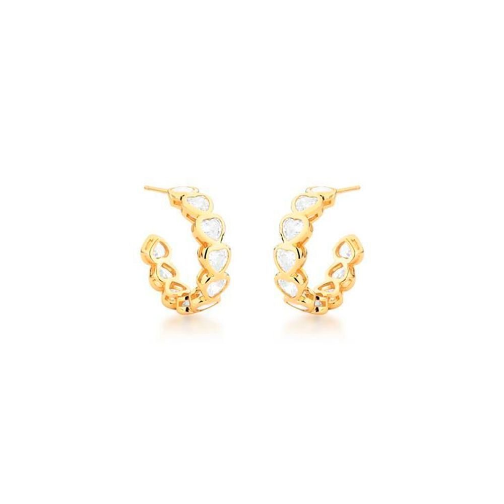 Brinco Argola 2,2 Cm Zircônias Coração Semijoia Banhada Prata 5