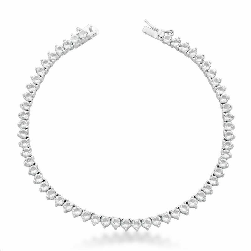 Pulseira Riviera 3pts Zircônia 3mm Fch Gaveta Semijoia Rodio Prata 5