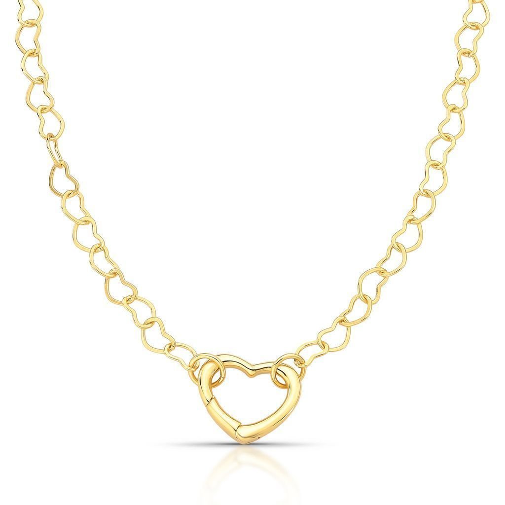 Colar Corrente e Fecho de Coração Semijoia Banho Ouro Dourado 1