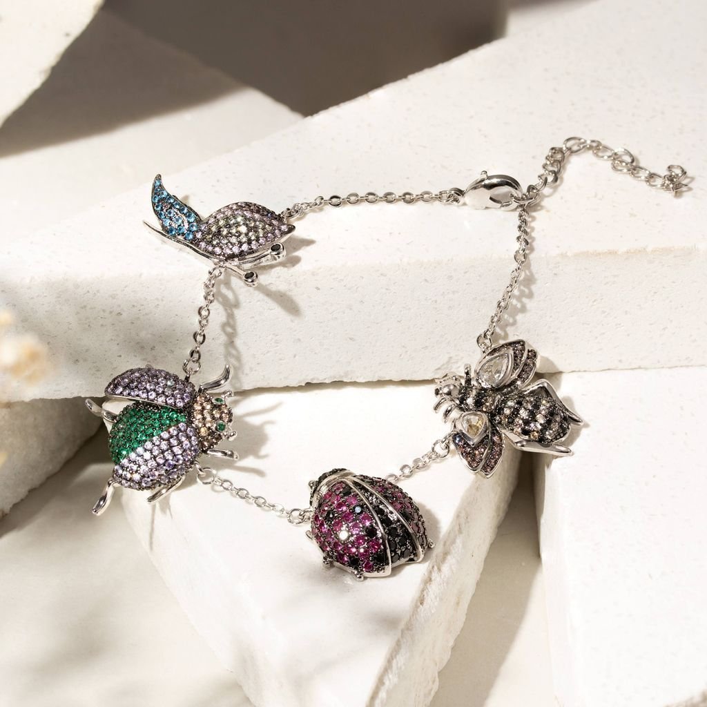 Pulseira Bugs Insetos Joaninha Abelha Semijoia Banho Rodio Prata 3