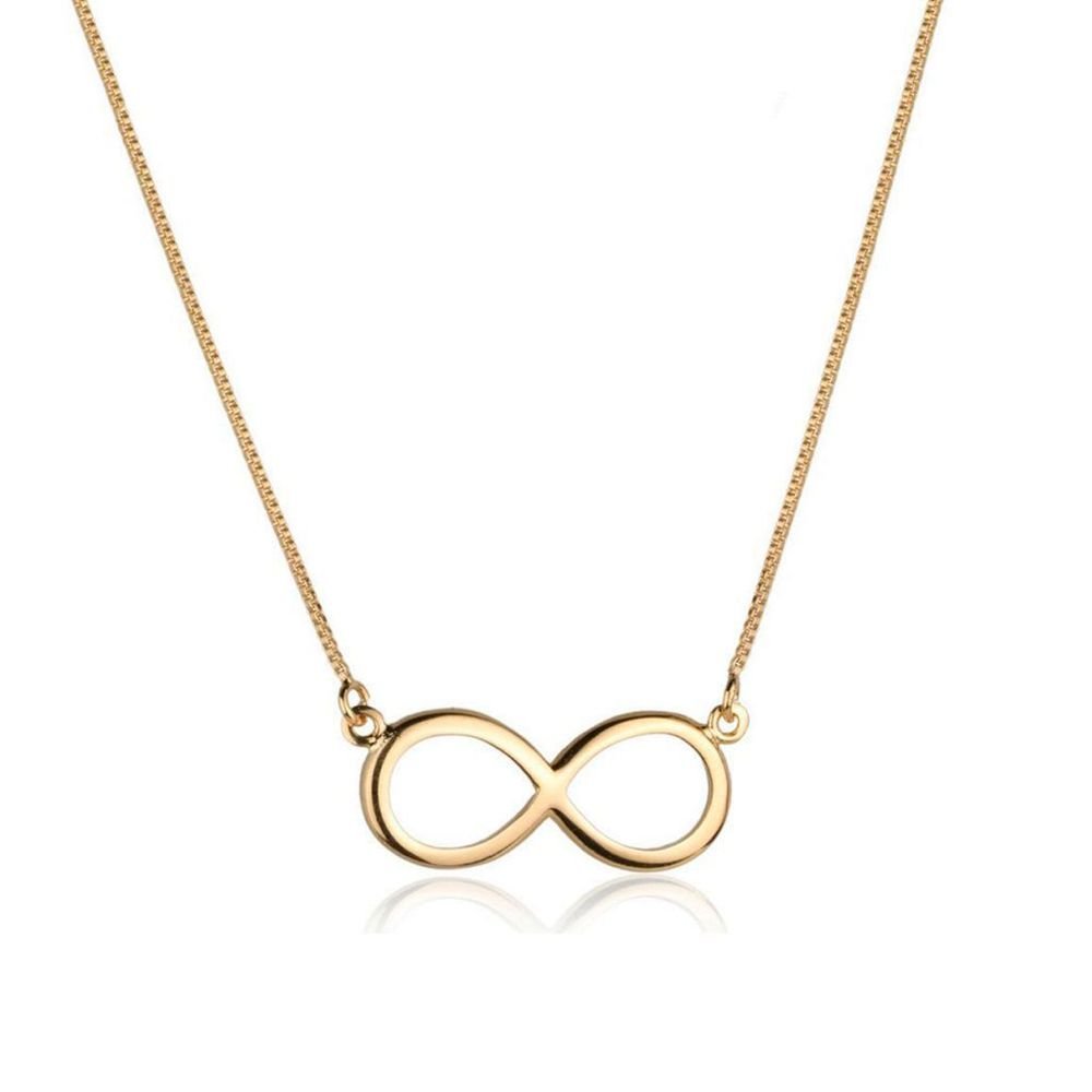 Colar Pingente Símbolo Infinito Semijoia Banho Ouro Dourado 1