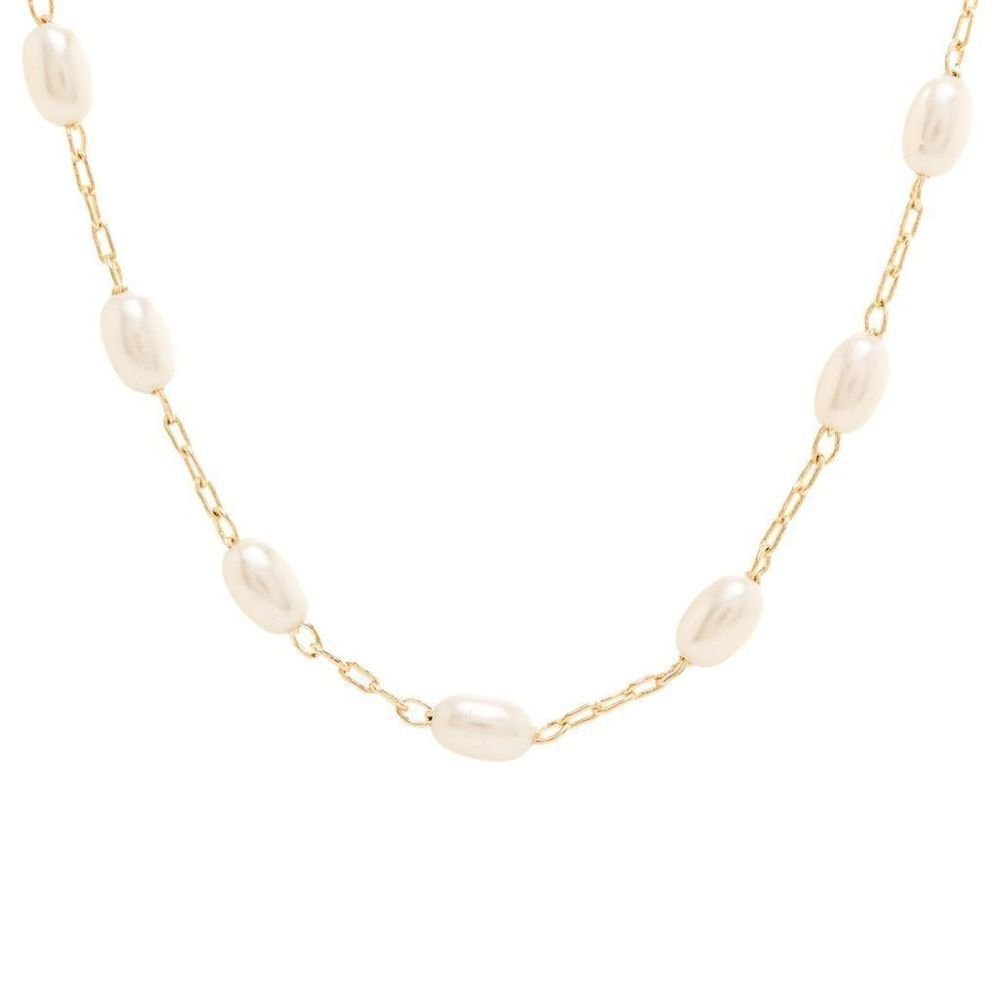 Pulseira Pérolas Ovais Semijoia Banhada a Ouro