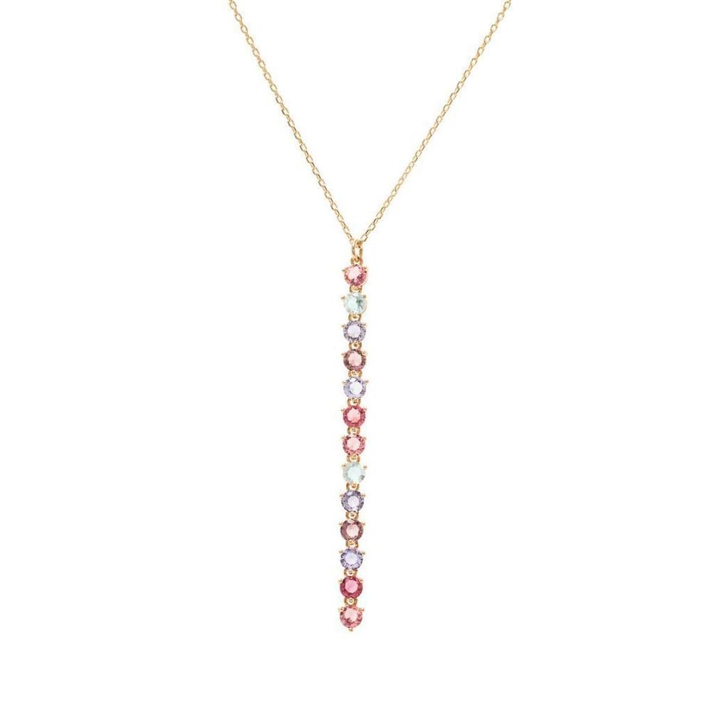 Colar Com Pingente Riviera De Zircônias Coloridas Semijoia