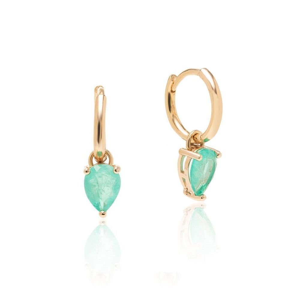 Brinco Argola Com Pingente Pedra Fusion Turmalina Semijoia Dourado 1